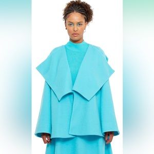 Size small blue oversized coat with colorful lining